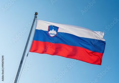 Free Download Slovenian Flag Waving in Clear Daylight - GFXLoad
