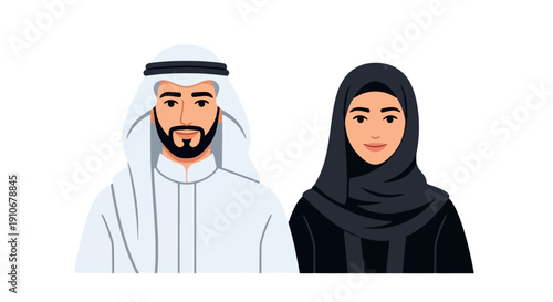 Middle Eastern Couple Traditional Clothing.