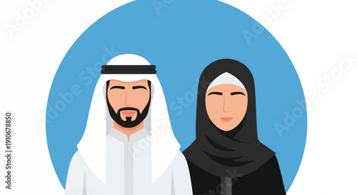 Middle Eastern Couple Wearing Traditional Clothing.