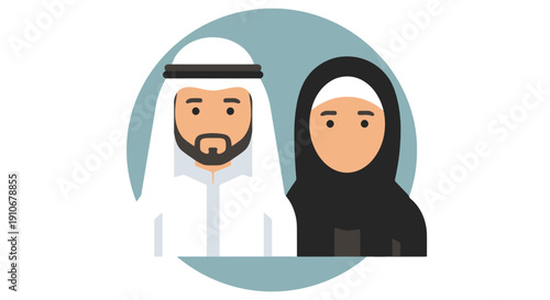 Middle Eastern Couple Wearing Traditional Clothing.