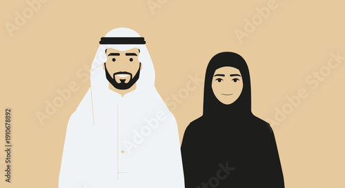 Middle Eastern Couple Wearing Traditional Clothing.