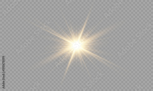 Vector transparent lens flare with sunlight light effect. Transparent PNG illustration