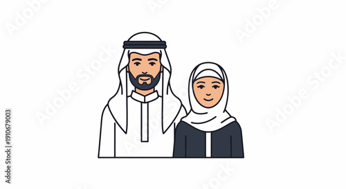 Middle Eastern Couple Wearing Traditional Clothing.