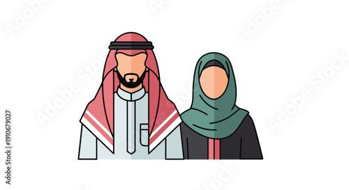 Middle Eastern Couple Wearing Traditional Clothing.