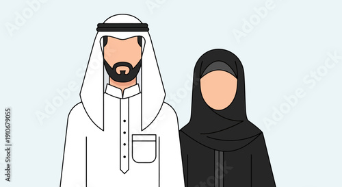 Middle Eastern Couple Wearing Traditional Clothing.