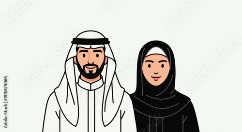 Middle Eastern Couple Wearing Traditional Clothing.