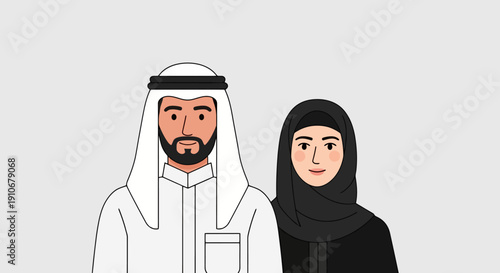 Middle Eastern Couple Wearing Traditional Clothing.