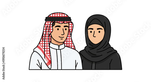Middle Eastern Couple Wearing Traditional Clothing.