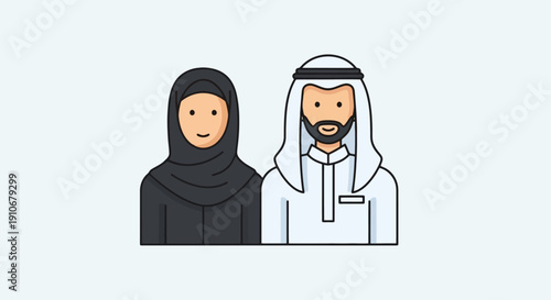 Middle Eastern Couple Wearing Traditional Clothing.