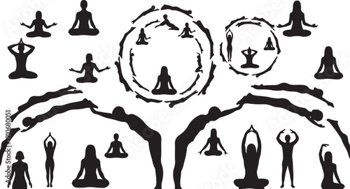 Yoga Silhouettes in Harmony with Nature and Inner Peace