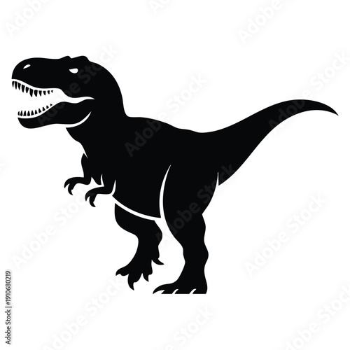 Trex dinosaur black silhouette icon vector showing Tyrannosaurus rex dinosaur icon isolated on a white background perfect for prehistoric animal logo symbol and graphic design use