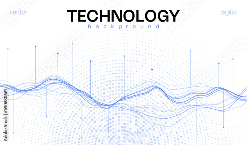 Ai tech abstract background with wavy lines, digital particles and cyber tech vibes, ideal for web banners and hi-tech concepts.