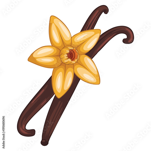 Vanilla flower vector icon presented in flat illustration style ideal for web design food flavor botanical ingredient and natural product themed interfaces