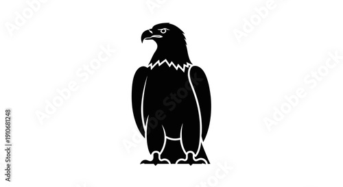 Black Silhouette of Eagle Standing Proudly.
