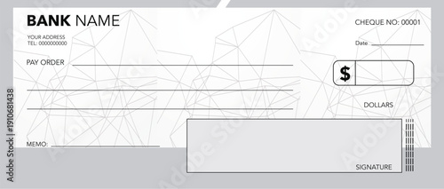 Blank cheque for managing finances, Blank Personal Cheque, Payment by cheque concept.
