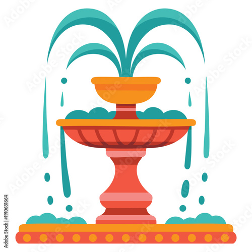 Vector icon of fountain with drinking water designed as a park fountain visual element ideal for public space graphics urban park themes and clean water access concepts