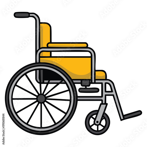 Vector icon of patient wheelchair in flat illustration style suitable for web design healthcare accessibility medical assistance and hospital service related applications