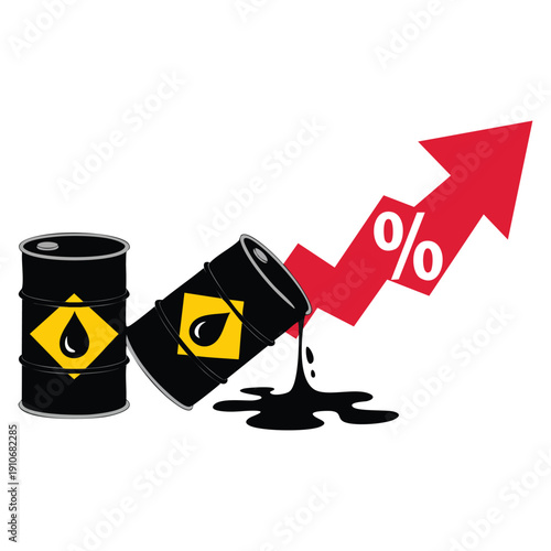 Vector illustration design of declining crude oil chart barrels natural gas trading business demand and crude oil prices concept