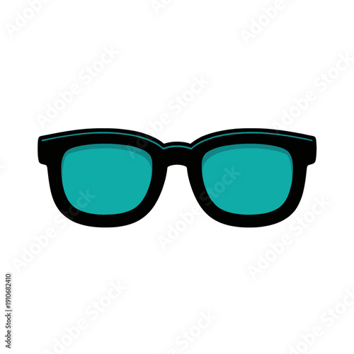 Blue Glasses With Black Frame Line Icon