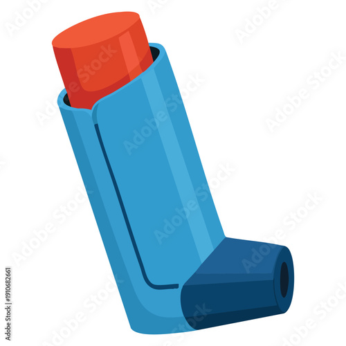 Vector illustration in flat design of asthma inhaler ideal for medical respiratory health awareness treatment and healthcare related visuals