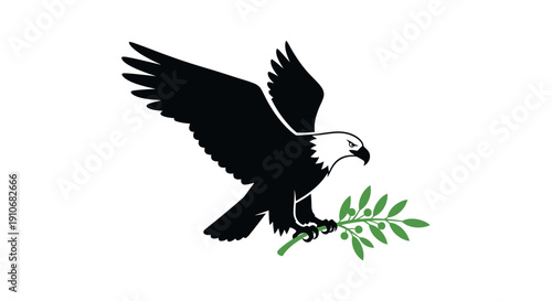 Eagle Flying with Olive Branch Claw.