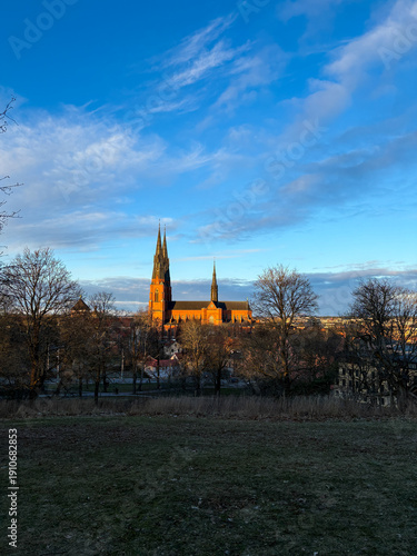 Wallpaper Mural Beautiful view of Uppsala Cathedral with sunny blue sky, Sweden. Torontodigital.ca