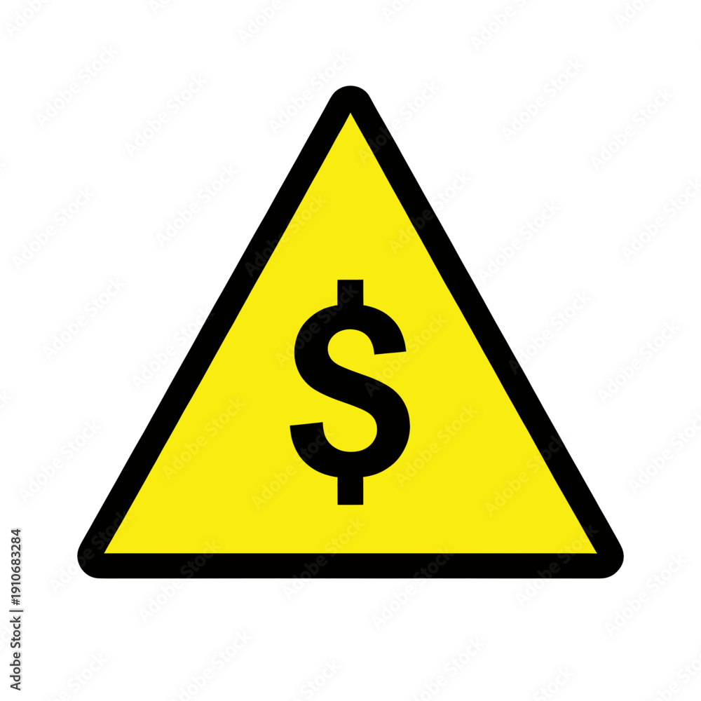 Obraz premium Dollar Sign Warning Triangle Vector Icon