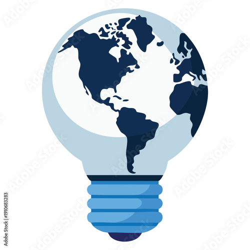 Vector illustration of blue light bulb globe symbol ideal for innovation creativity global ideas education and energy related conceptual design themes