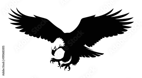 Black Eagle Silhouette Flying Downwards Claw.