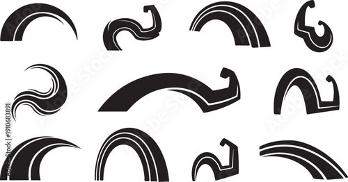 Black and white abstract shapes and lines illustration design