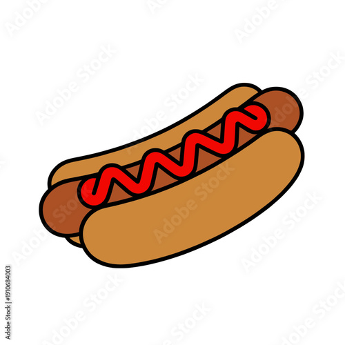 Hot Dog With Ketchup Vector Icon