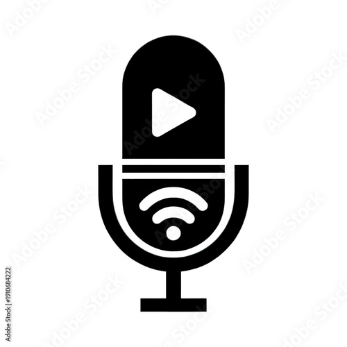 Microphone Play Button Vector Icon