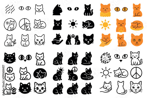 Playful cat motifs: cute and quirky icons