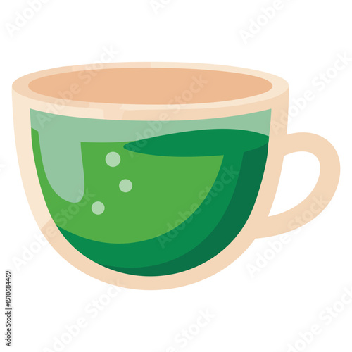 Vector illustration of green tea flat icon on white transparent background intended for several purposes including health branding UI UX interfaces websites and print materials