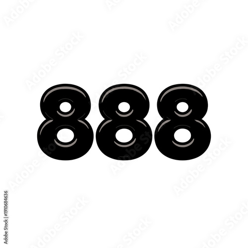 Numbers 888 Neon Style Vector Icon