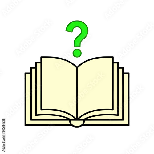 Open Book Icon With Green Question Mark