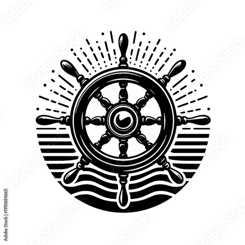 steering wheel on a ship