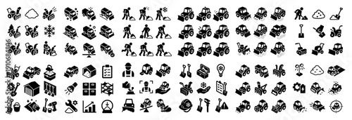 Construction and farming icons collection