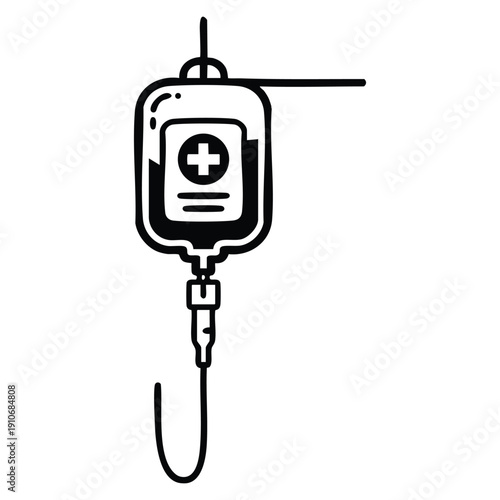 Vector illustration of infusion bag intravenous therapy icon suitable for healthcare medical treatment hospital drip and clinical design concepts