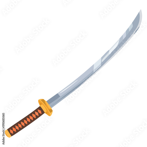 Vector illustration of katana samurai sword isolated suitable for japanese culture martial arts weapon tradition and warrior design concepts