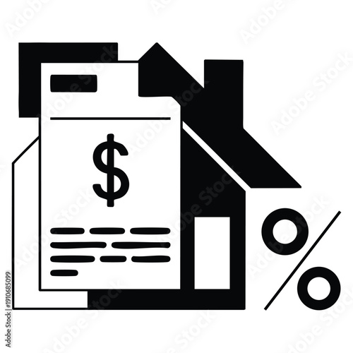 Vector illustration of loan processing glyph icon with editable format, clean symbolic design perfect for finance dashboards, banking tools and lending related visuals