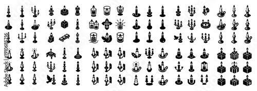 Isometric candle icons collection