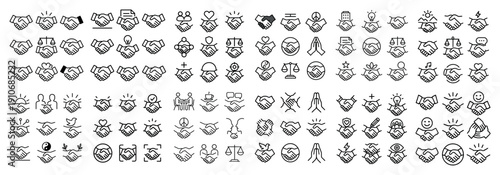 Handshake icon set: business and unity