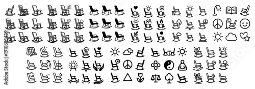 Rocking chair icons: diverse styles collection