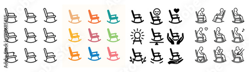 Rocking chair icons collection