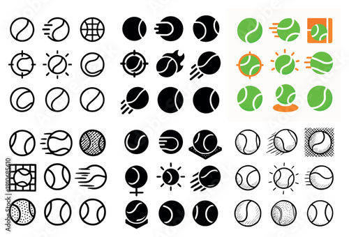 Tennis ball icons collection