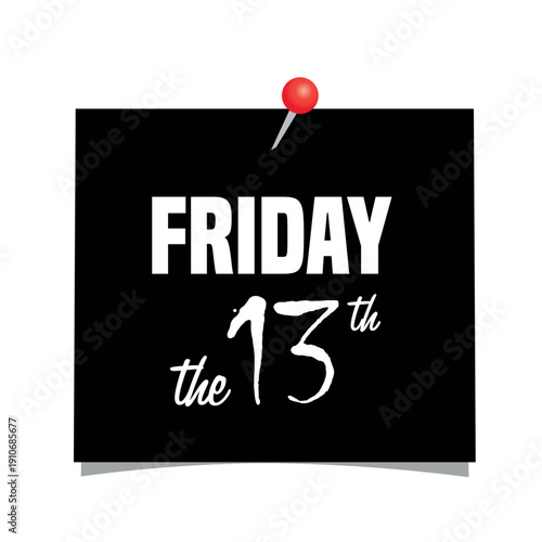friday the 13th on note paper with red pin vector illustration