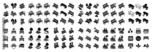 Bench icons collection for outdoor designs