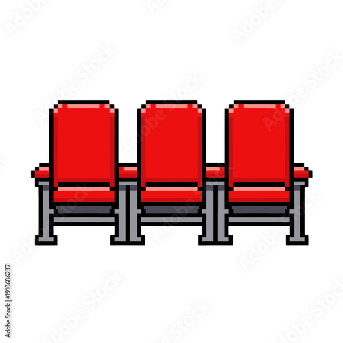 Three Red Theater Chairs Vector Icon