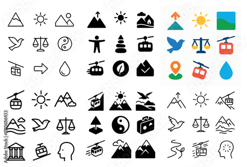 Nature and activities icon set